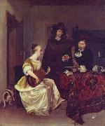 Gerard ter Borch the Younger A Woman playing a Theorbo to Two Men France oil painting artist